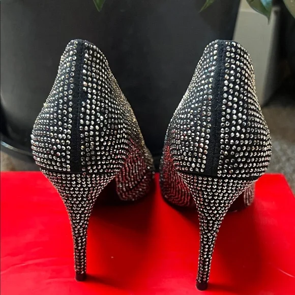 ALDO Rhinestone Black Heels - Picture 4 of 8